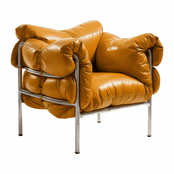 Living Room Accent Chair - brown, leather